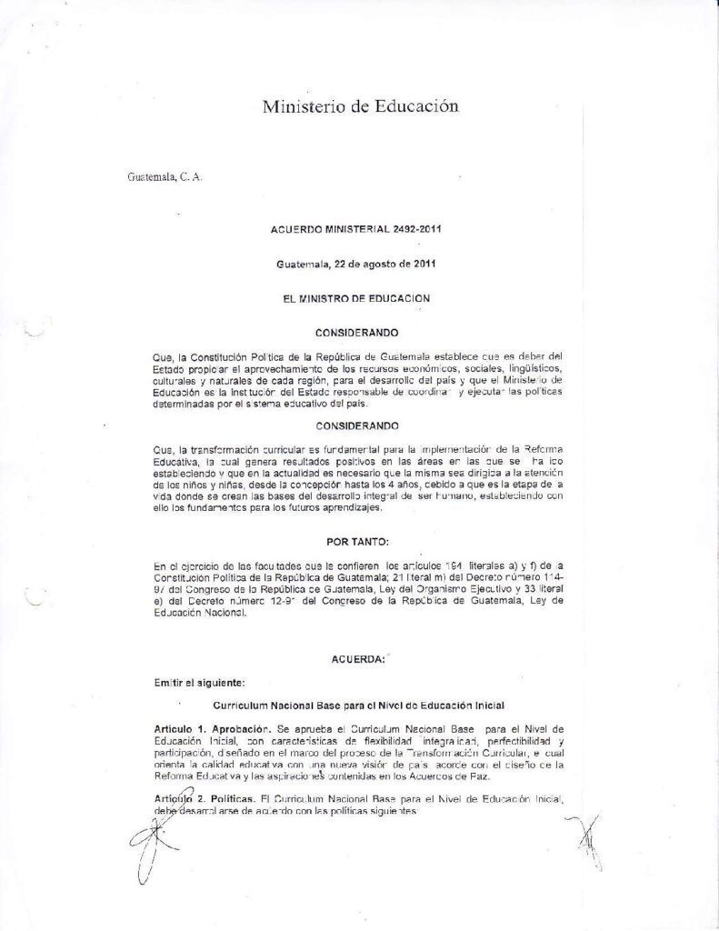 thumbnail of Acuerdo Ministerial No. 2492-2011 CNB Nivel Inicial (1)